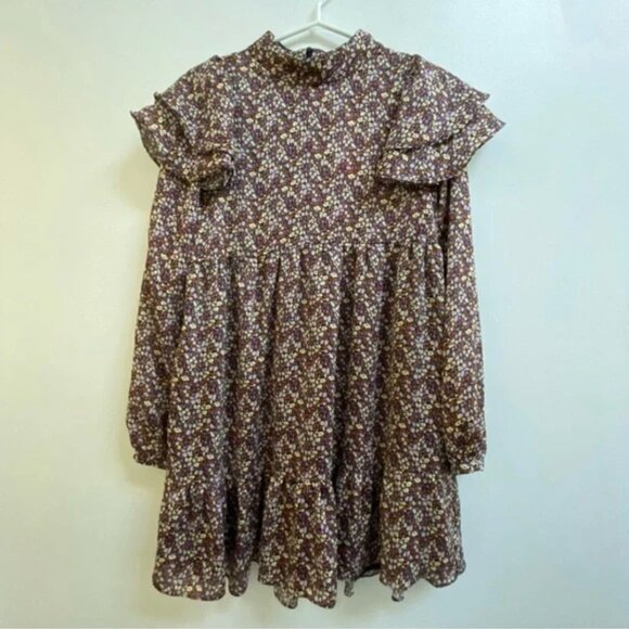 Zara Printed Ruffle Trapeze Dress M - Picture 7 of 14